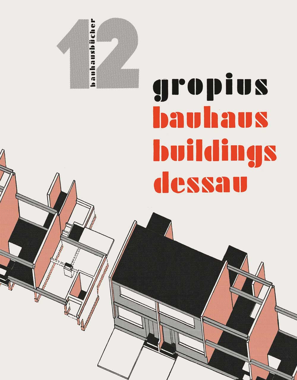 Grafik mit der Zahl 12 und dem Text „Gropius Bauhaus Gebäude Dessau“ in moderner Schriftart.