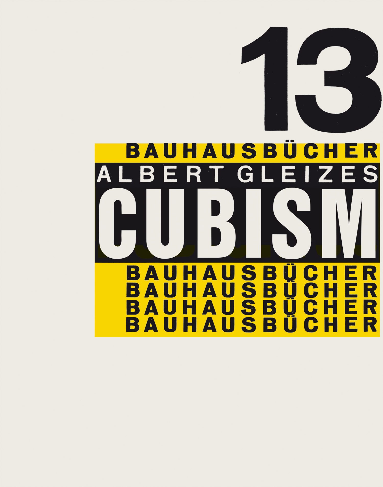 Cover des Buches "Kubismus" von Albert Gleizes, Teil der Bauhaus-Bücher-Serie. Design in Schwarz, Gelb und Weiß.